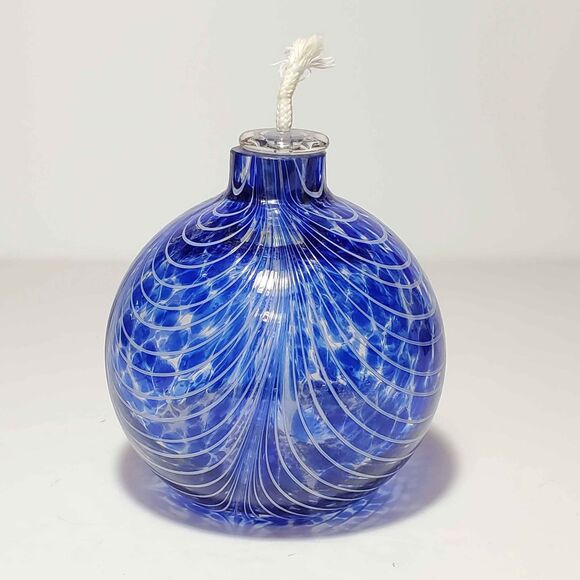 Glass Cobalt Blue Oil Lamp - Picture 5 of 5